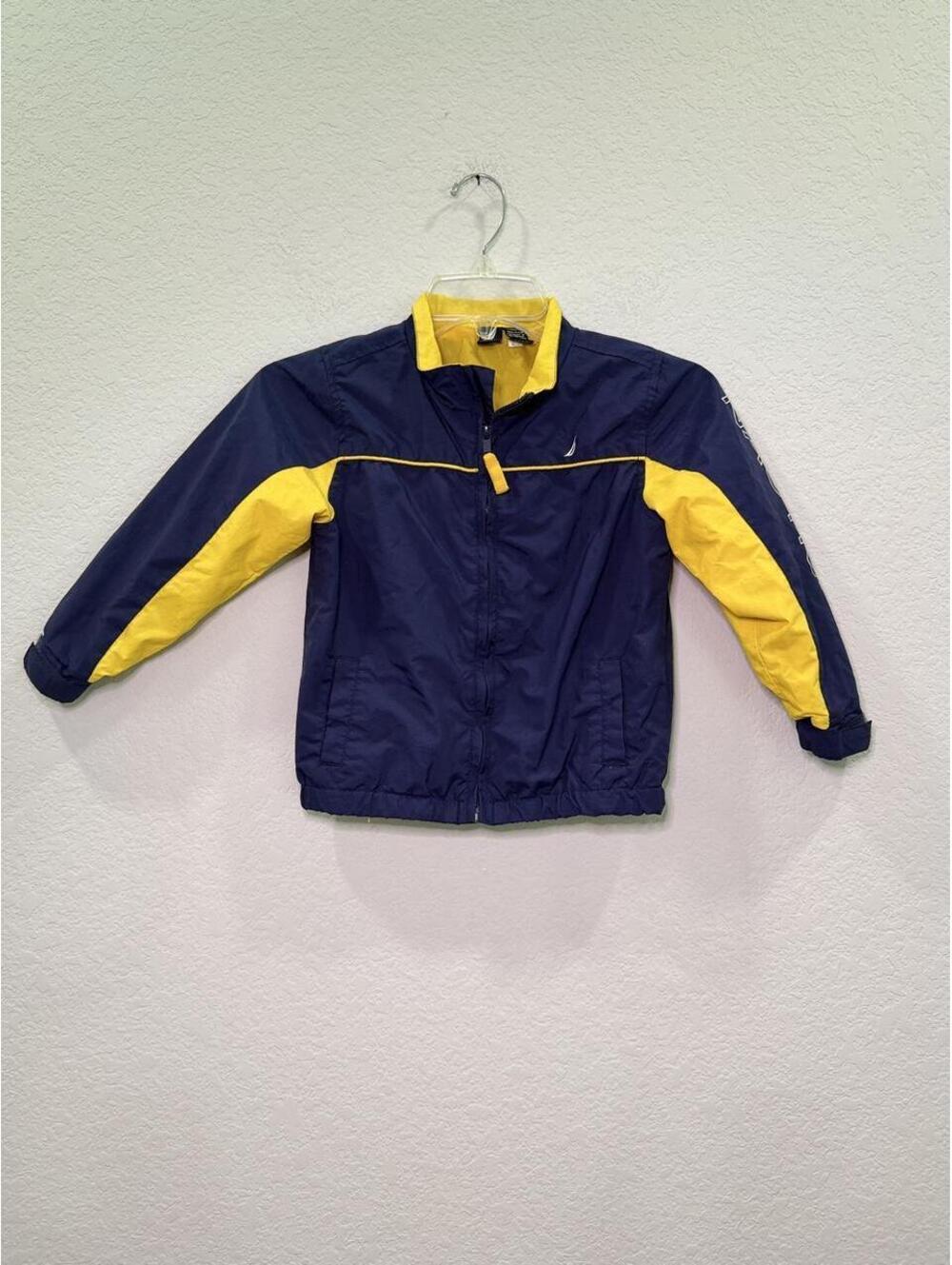 Nautica kids navy blue and yellow color-blocked windbreaker jacket #windbreaker